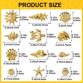 Isslly Ocean 3D Nail Charms, Metal Nail Art Decals, 12 Styles Beach Starfish Seashell DIY Embellishments for Manicure Scrapbook Cellphones Bookmarks Refrigerators Shoes- Gold