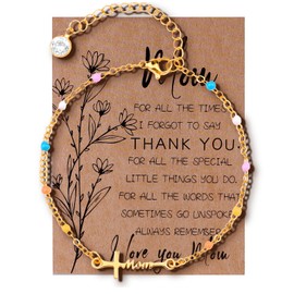 Cross Bracelet Gifts for Mom - Mothers Day Birthday Gifts for Women from Daughter Son Dainty Faith Jewelry