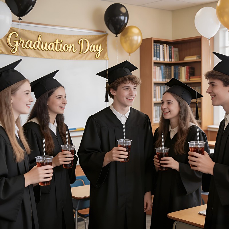 Reusable 30 Black White Striped Straws for Graduation Party,Halloween Favor