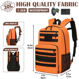 Kids Tactical Backpack Army Molle Bookbag Military Boys Backpack for School, Outdoor, Camping, Orange
