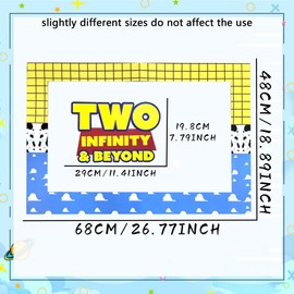 LaVenty Two Infinity and Beyond Birthday Decorations 2nd Birthday Party Photo Booth Props Frame Second Birthday Party Supplies Favors for Boy Birthday Party