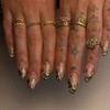 IMRAIN Press on Nails Medium Almond 3D Golden French Tips