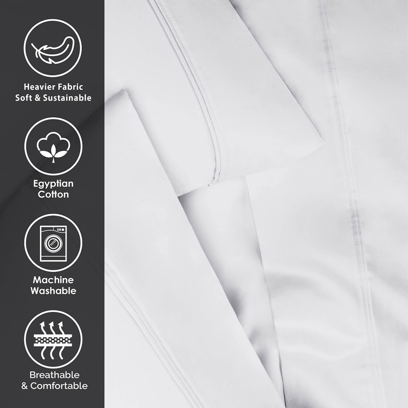 Superior 1200-Thread Count Egyptian Cotton Solid Pillowcase Set, Platinum