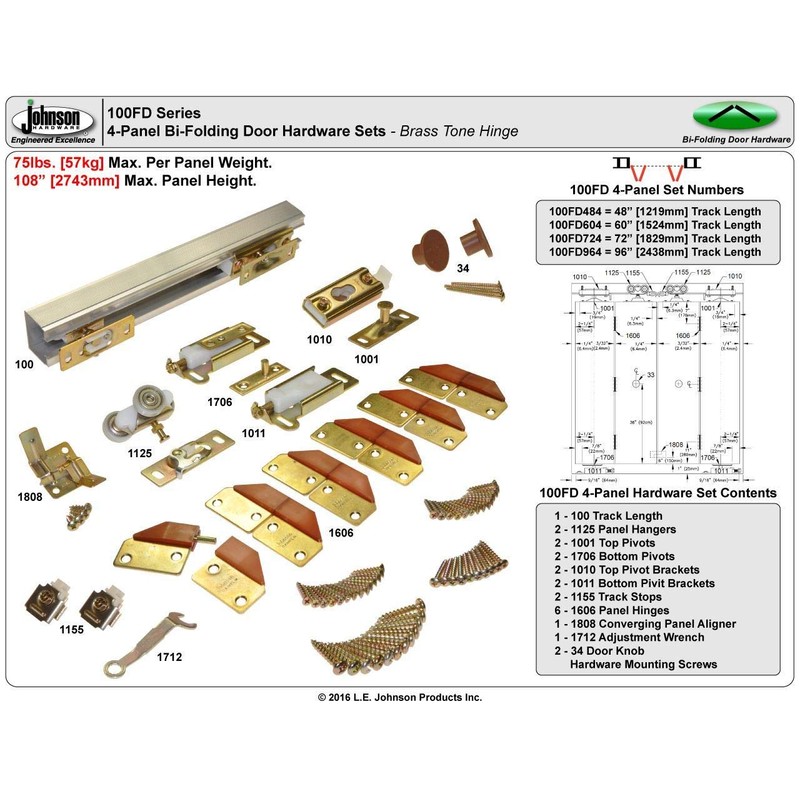 Johnson Hardware 100FD Commercial Grade Bi-Fold Door Hardware (48" -