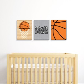 Big Dot of Happiness Nothin' but Net - Basketball - Sports Themed Nursery Wall Art, Kids Room Decor and Game Room Home Decorations - Gift Ideas - 7.5 x 10 inches - Set of 3 Prints