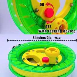 TianYueFly Kite Reel and Kite String Spool,8inches Dia with 1000ft String, with Lock and Connector for Kids & Adults (Green)