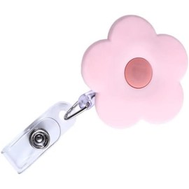 Pink Cute Badge Reels Retractable with Alligator Clip, Nurse ID Badge Holder Flowers Keys Lanyard Badge Holders for Teacher Student Office Supplies, Identification Badges Supplies
