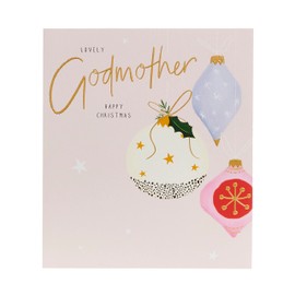 UK Greetings Christmas Card for Godmother - Baubles Design