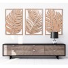 Decor Tropical Leaves Wood Wall Art, 3 Panel Set, Monstera
