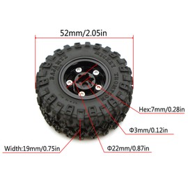 TxXrcss Set of 4 Rc 1.0 Beadlock Wheel and Tire for Axial SCX24 AX24 TRX4M FCX24 Upgrade 1/24 1/18 RC Crawler Car (Black)