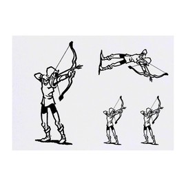 4 x 'Elf Archer' Temporary Tattoos - Water Resistant, Skin-Safe, Non-Toxic Transfers, Mixed Sizes (TO00071364)
