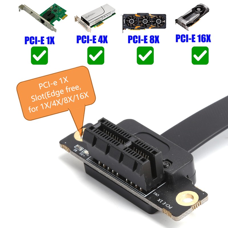 Extension Cable PCIE 1X Dual 90° Network Adapter with LED