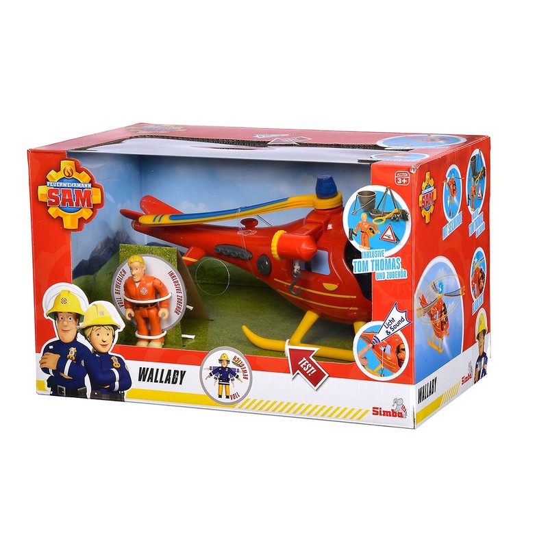 Fireman Sam Helicopter Wallaby with Tom Figure, with Original Sound,