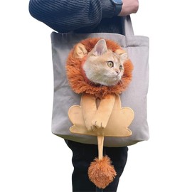 Cat Carrier Bag,Cartoon Lion Pet Canvas Carrier Bag Portable Small Dog Cat Out Bag Foldable Shoulder Bag Multicolor One Size (Gray)