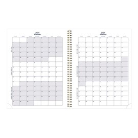 Blueline® Essential Academic Monthly Planner, 14 Months, July 2025 to August 2026, Twin-Wire Binding, Poly Cover, 11" x 8.5", Blossom Design, Navy (CA714PG.02-26)