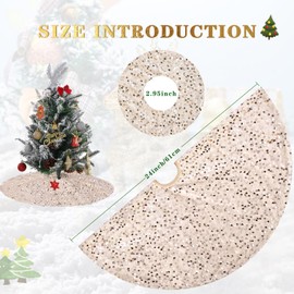 B-COOL Champagne Gold Christmas Tree Skirt -24 Inch Sequin Tree Skirts Embroidered Velvet Tree Skirt for Christmas Holiday Decorations Indoor and Outdoor