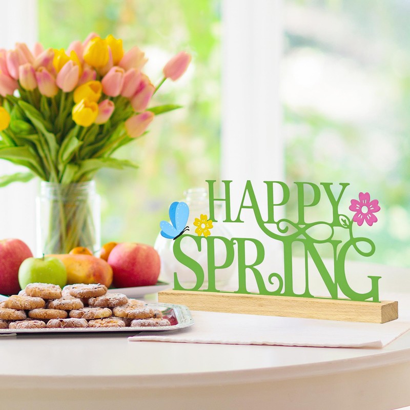 BCCSNNM Metal Happy Spring Sign, Spring Decorations for Home, Spring