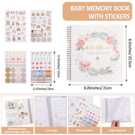 Plliocse Baby Memory Book, Cute Baby Keepsake Journal, Newborn Shower Gifts with Stickers for Mum, Mum to be, Record Milestone Moments (Style 2)