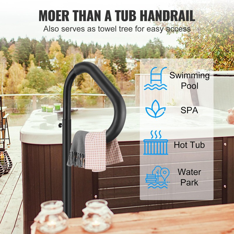 VEVOR Hot Tub Handrail, 360 Rotatable Spa Side Handrail with