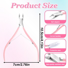Cuticle Trimmer Stainless Steel Cuticle-Clippers Sharp Full Jaw Cuticle-Cutter Professional Cuticle Remover Nippers for Nails Dead Skin (Pink)