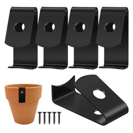 Toddmomy 5Pcs Black Metal Flowerpot Hanger Hooks for Wall Mounting, Durable Clay Pot Clips for Indoor and Outdoor Garden Use with Screws