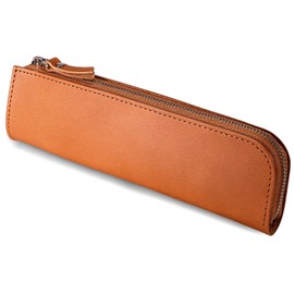 rioboca Nume Leather Pen Case, Made in Japan, Himeji Leather, Simple, Adult, Zipper, brown (light brown), Standard