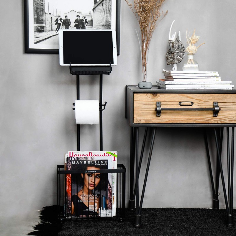 X-cosrack Freestanding Toilet Paper Holder Toilet Tissue Rack Scroll Stand