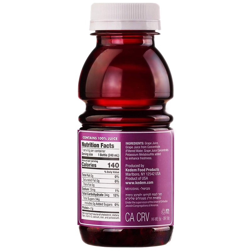 Kedem Concord Grape Juice, 8oz Plastic Bottle (24 Pack)