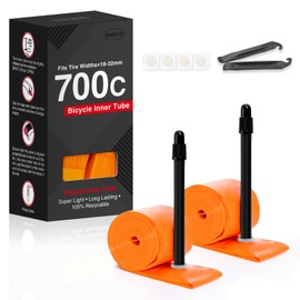 2-Pack TPU 700×18-32C Bike Inner Tube, Ultralight ALLRoad Bike Tube with 65mm Presta Valves for Road Bike (Include Bike Tube Patch Repair Kit) - Orange