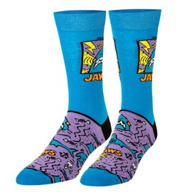 Odd Sox, Movies, Jaws Killer Shark, novedosos calcetines de tripulación, Cool Crazy 80s, Mandíbulas Doodle, Large