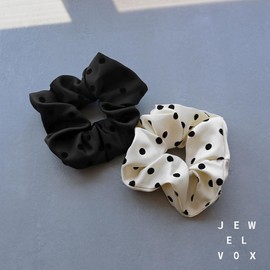 JewelVOX Scrunchie Hair Rubber Hair Accessory Women's Dot Polka Dot Casual Simple Adult Cute (White)