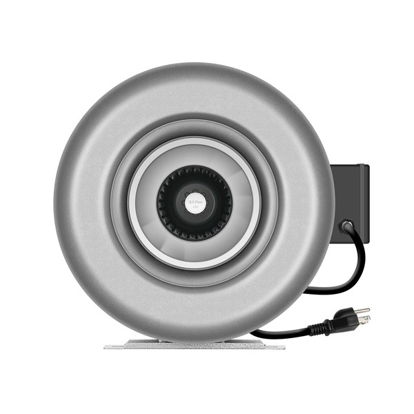 iPower Vent Blower 8 Inch 745 CFM Inline Duct Ventilation Fan HVAC Exhaust Blower for Grow Tent, Grounded Power Cord, Grey