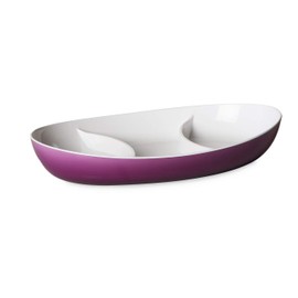 Omada Linea Trendy Design Serving Plate Made of Durable, Unbreakable and Two-Coloured Plastic, Made in Italy, Length: 28 cm, Dishwasher Safe, Ideal for Aperitifis, Plum Colour