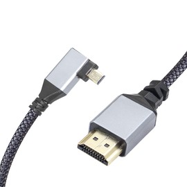 RIIEYOCA 4K Micro HDMI to HDMI Adapter Cable,90 Degree Left Angle Micro HDMI Male to HDMI Male Aluminum Short Nylon Braided Cord Cable,Support 4K UHD,for Laptop,TV,Camcorder etc.(Cable:50cm)…