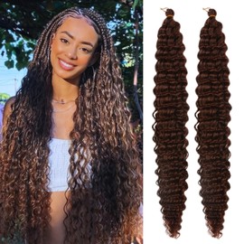 Brown Deep Wave Crochet Hair for Boho Braids 33# Synthetic Boho Hair for Braiding