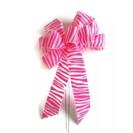 Dogwood Farm Market Small 5-6" Hand Made Hot Pink & White Bow -  Indoor Wreath Spring Bow