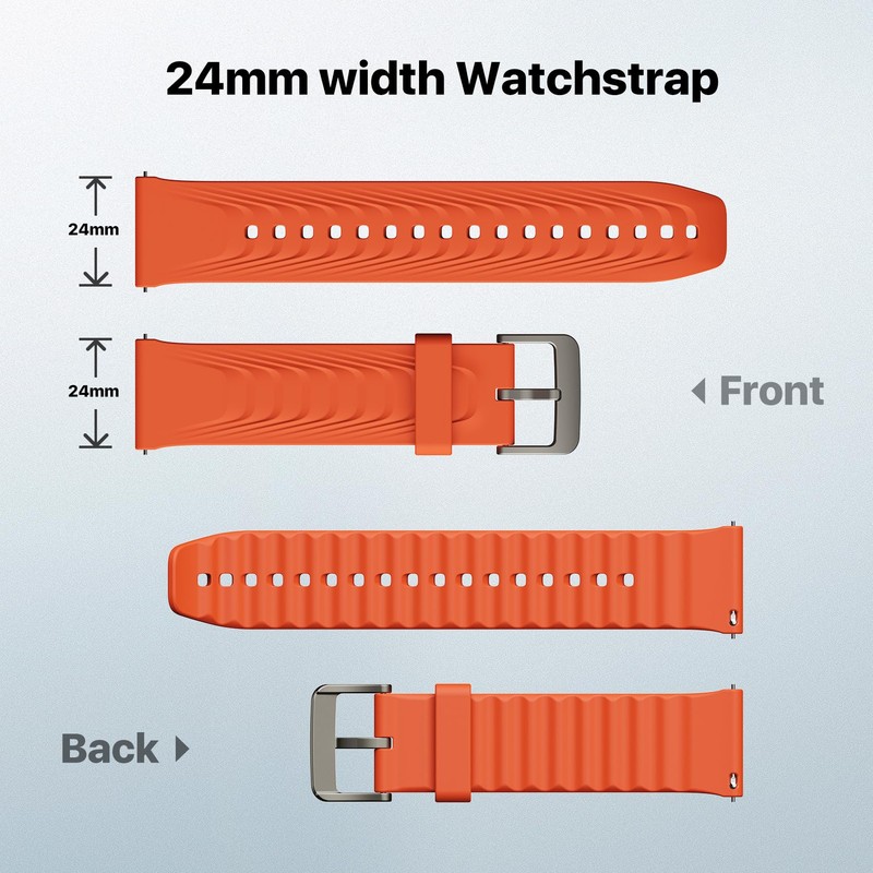 Ticwatch Pro 5 Smartwatch Band Replacement 24mm Width Silicone Watch