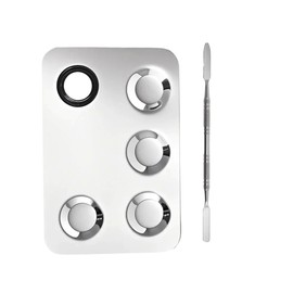 DMIMIA Cosmetic Makeup Palette Stainless Steel with Spatula Professional Tool for Nail Art Eye Shadow Eyelash Makeup Mixing and Application