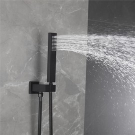 Weirun Square Brass Handheld Shower Head High Pressure Single Function Hand Shower Head Sprayer Nozzle Replacement Part for Shower System Faucet Set Matte Black