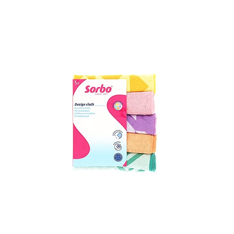 Sorbo Pack of 5 Extra Large Microfibre Cleaning Cloths, Multipurpose