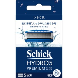 Hydro Schick Hydro 5 Premium Smooth Skin Replacement Blades (8 Pieces) with Skin Guard, 5 Blades, Green