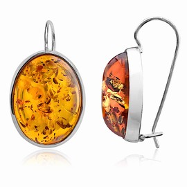 Ian and Valeri Co. Amber Sterling Silver 925 Oval Classic Earrings