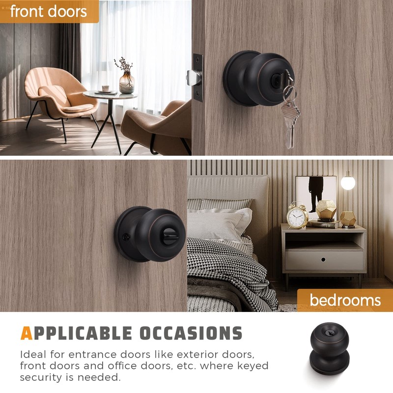 KNOBWELL 5 Pack Modern Oil Rubbed Bronze Keyed Entry Door