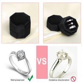 Velvet Ring Box, WantGor 3 Slots Jewelry Ring Gift Box Vintage Ring Display Holder Case for Wedding Ceremony Proposal Engagement (Black)