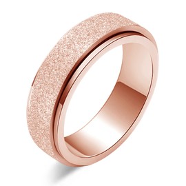 Rose Gold Spinner Ring For Anxiety - 6MM Stainless Steel Anxiety Ring for Women teenager Band Anxiety Relief Womens Spinner Ring Fidget Ring Stress Sensory Spinning Spiny Spin Figet Jewelry Gift Size 10
