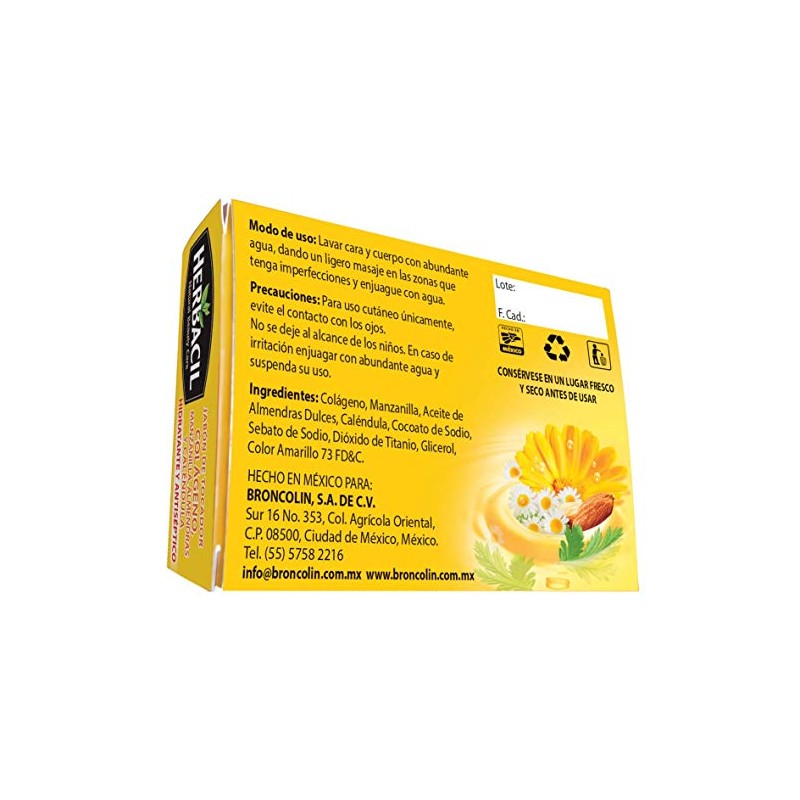 Herbacil Jabón De Colágeno Manzanilla Almendras y Calendula Blanco, Pack