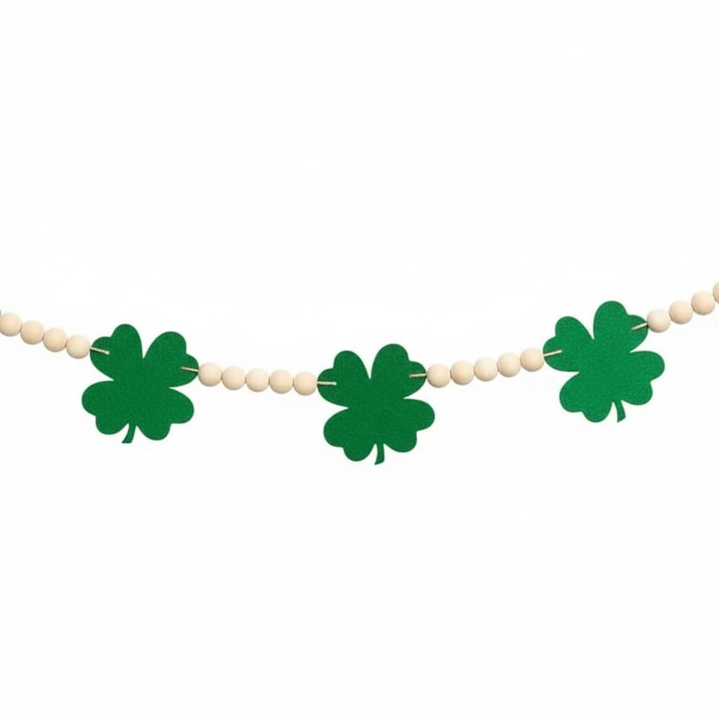 St. Patrick's Day Garland, Lucky Four Leaf Clover Banner with