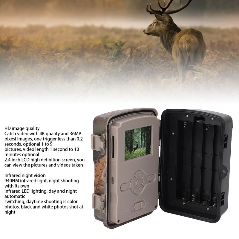Trail Camera Professional 4K 36MP Infrared Night Vision 2.4 Inch