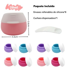TUMYES 8Pcs Tarros de Viaje con Tapa, Botes Portatil de Viaje de Silicona, sin BPA, Tarros Cosméticos Rellenables para Loción, Crema, Maquillaje, Cosmético