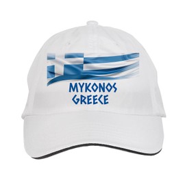 Makoroni - Mykonos Greece Greece Greek Hat Adjustable Cap, Desy37 White